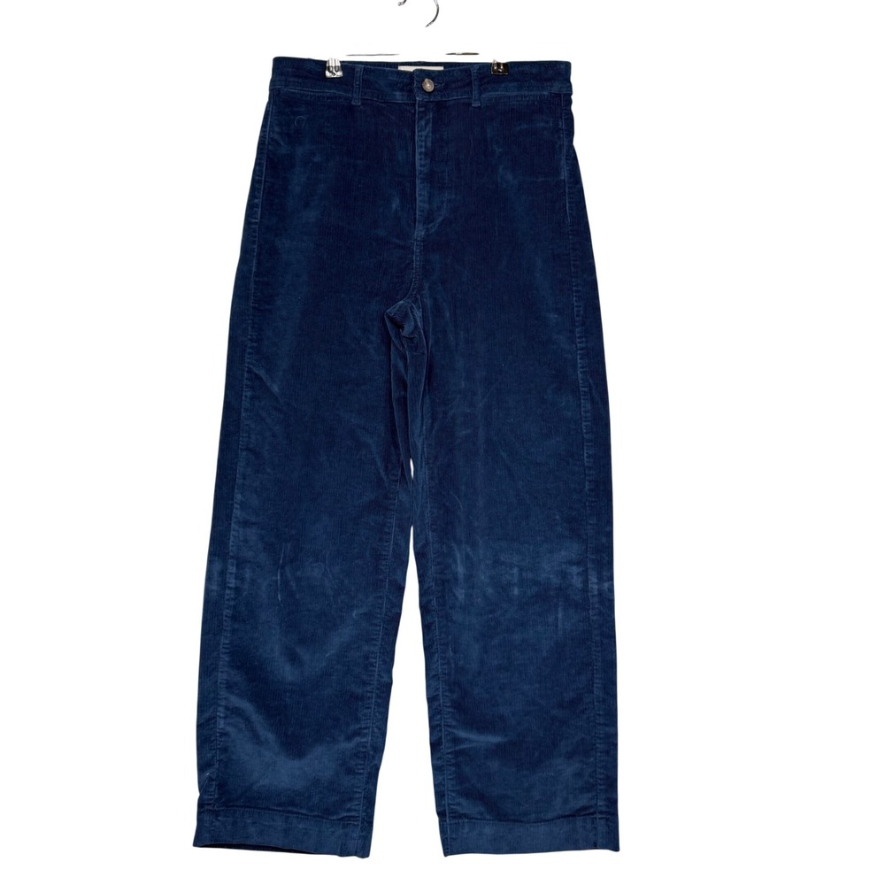 Everlane Corduroy Pants Women 10 Blue Wide Leg High Rise Trousers Preppy